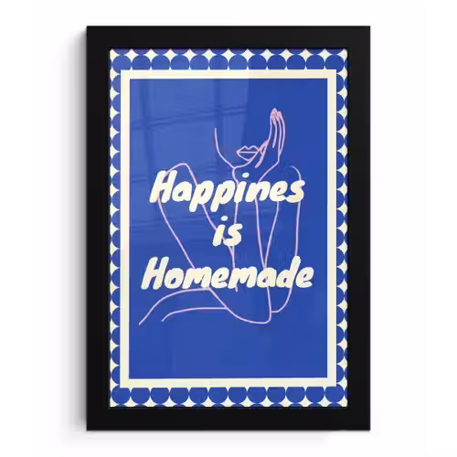 Lijntekening - Vrouw - Quote - Blauw fotolijst zwart zonder passe partout klein -3d