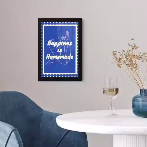 Lijntekening - Vrouw - Quote - Blauw fotolijst zwart zonder passe partout klein -sfeer4