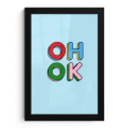 Oh ok - Blauw - Kleurrijk fotolijst zwart zonder passe partout klein -3d