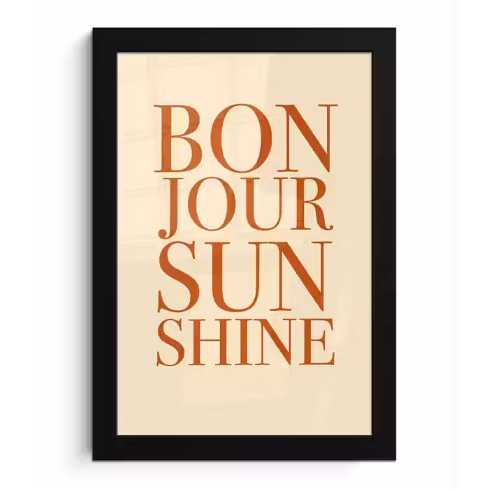 Oranje - Quote - Sun fotolijst zwart zonder passe partout klein -3d