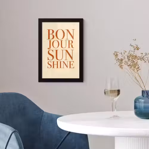Oranje - Quote - Sun fotolijst zwart zonder passe partout klein -sfeer4