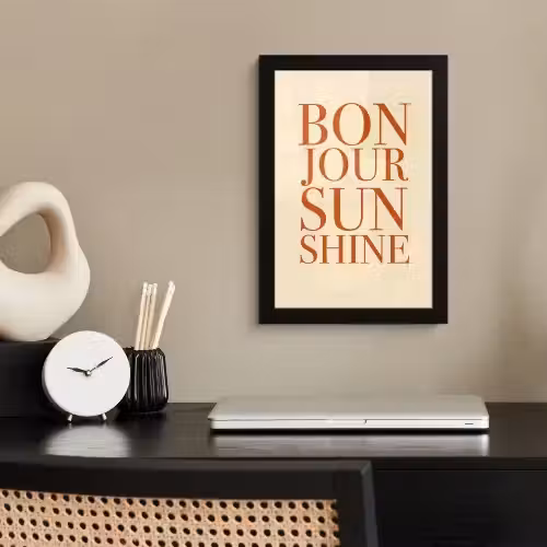Oranje - Quote - Sun fotolijst zwart zonder passe partout klein -sfeer1