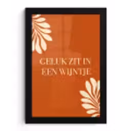 Oranje - Wijntje - Quote fotolijst zwart zonder passe partout klein -3d