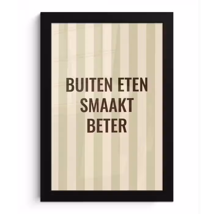 Buiten - Quote - Strepen - Zomer fotolijst zwart zonder passe partout klein -3d