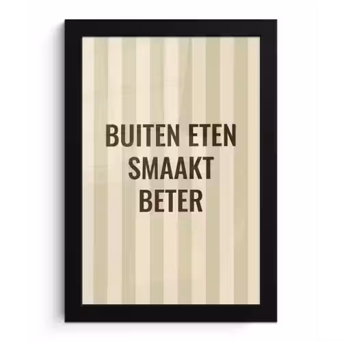 Buiten - Quote - Strepen - Zomer fotolijst zwart zonder passe partout klein -3d