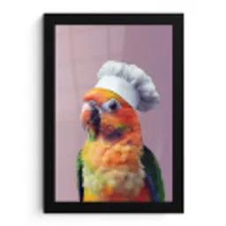Papegaai - Koksmuts - Nieuwsgierig - Vogel fotolijst zwart zonder passe partout klein -3d