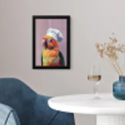 Papegaai - Koksmuts - Nieuwsgierig - Vogel fotolijst zwart zonder passe partout klein -sfeer4