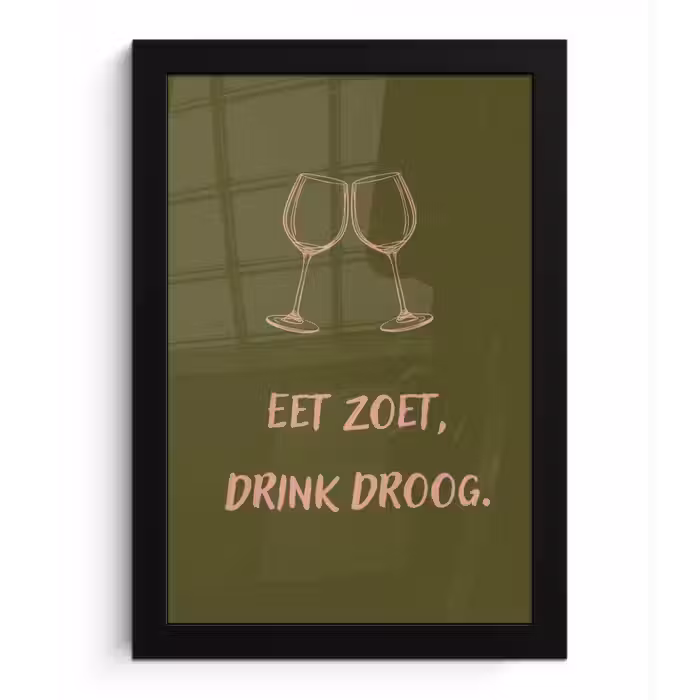 Roze - Groen - Wijn - Quote fotolijst zwart zonder passe partout klein -3d