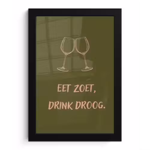 Roze - Groen - Wijn - Quote fotolijst zwart zonder passe partout klein -3d