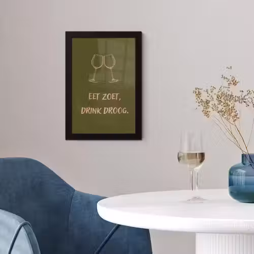 Roze - Groen - Wijn - Quote fotolijst zwart zonder passe partout klein -sfeer4