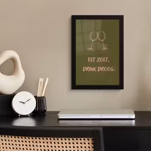 Roze - Groen - Wijn - Quote fotolijst zwart zonder passe partout klein -sfeer1