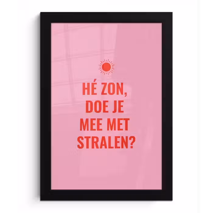 Roze - Zon - Quote fotolijst zwart zonder passe partout klein -3d