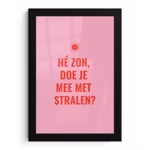 Roze - Zon - Quote fotolijst zwart zonder passe partout klein -3d