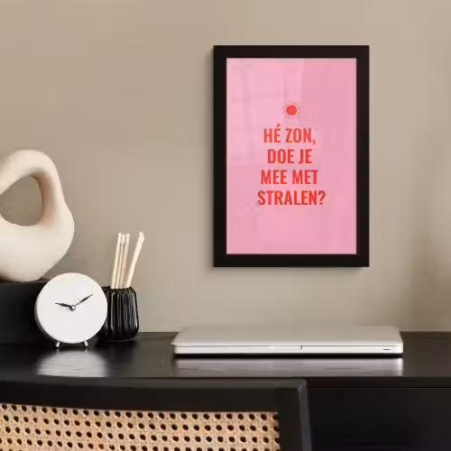 Roze - Zon - Quote fotolijst zwart zonder passe partout klein -sfeer1