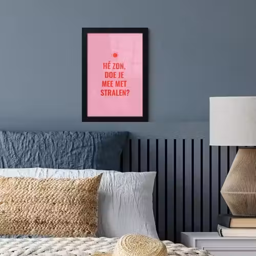 Roze - Zon - Quote fotolijst zwart zonder passe partout klein -sfeer3
