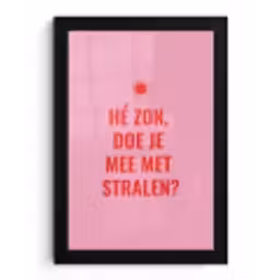 Roze - Zon - Quote fotolijst zwart zonder passe partout klein -3d