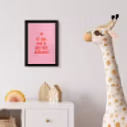 Roze - Zon - Quote fotolijst zwart zonder passe partout klein -usfeer4_kinderkamer