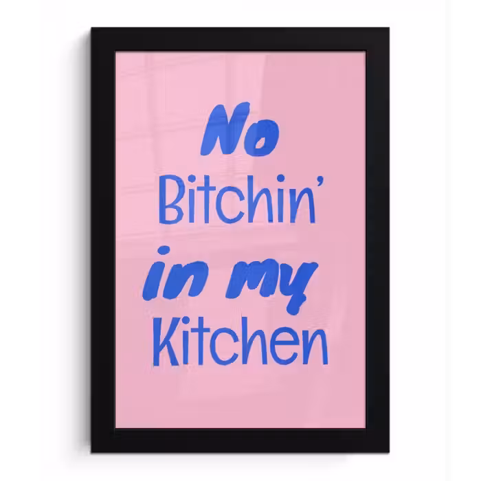Quote - Blauw - Lettertype - Keuken fotolijst zwart zonder passe partout klein -3d