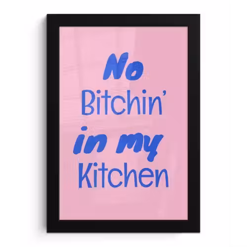 Quote - Blauw - Lettertype - Keuken fotolijst zwart zonder passe partout klein -3d