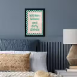 Quote - Groen - Geblokt - Keuken fotolijst zwart zonder passe partout klein -sfeer3