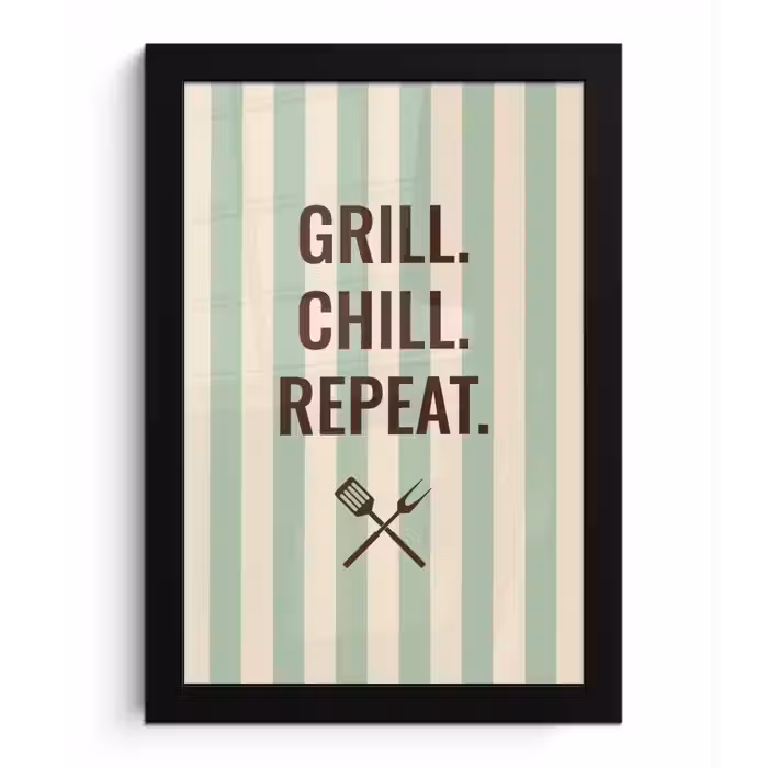 Quote - Strepen - Grill fotolijst zwart zonder passe partout klein -3d