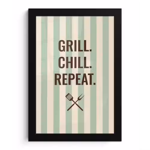 Quote - Strepen - Grill fotolijst zwart zonder passe partout klein -3d