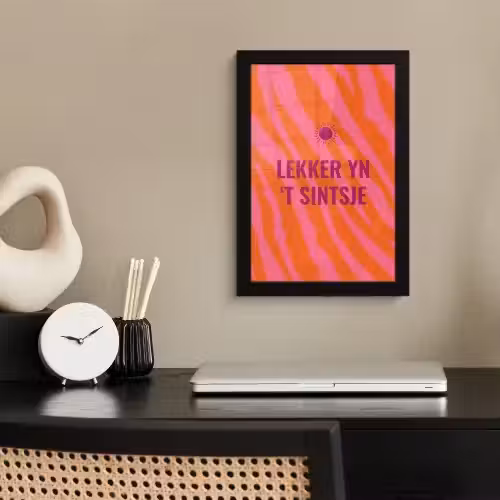 Quote - Zomer - Roze fotolijst zwart zonder passe partout klein -sfeer1