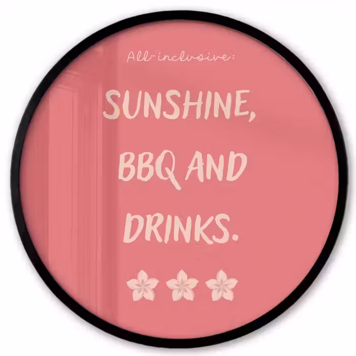 BBQ - Quote - Roze - Zomer Fotolijst rond zonder passe partout klein -3d