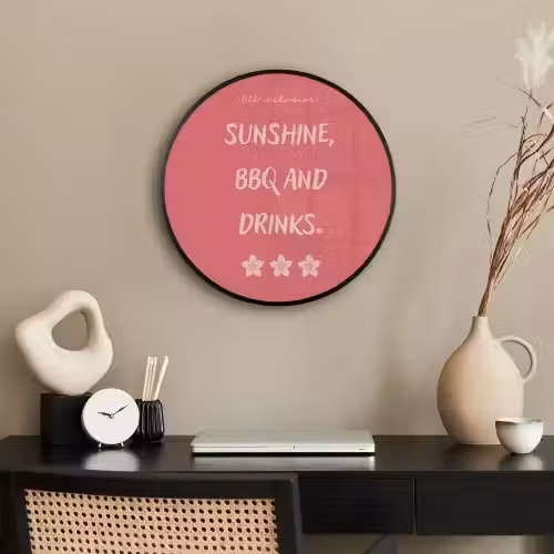 BBQ - Quote - Roze - Zomer Fotolijst rond zonder passe partout klein -sfeer1