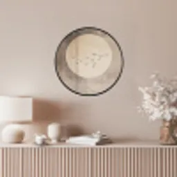 Vogel - Beige - Japandi Fotolijst rond zonder passe partout klein -sfeer3