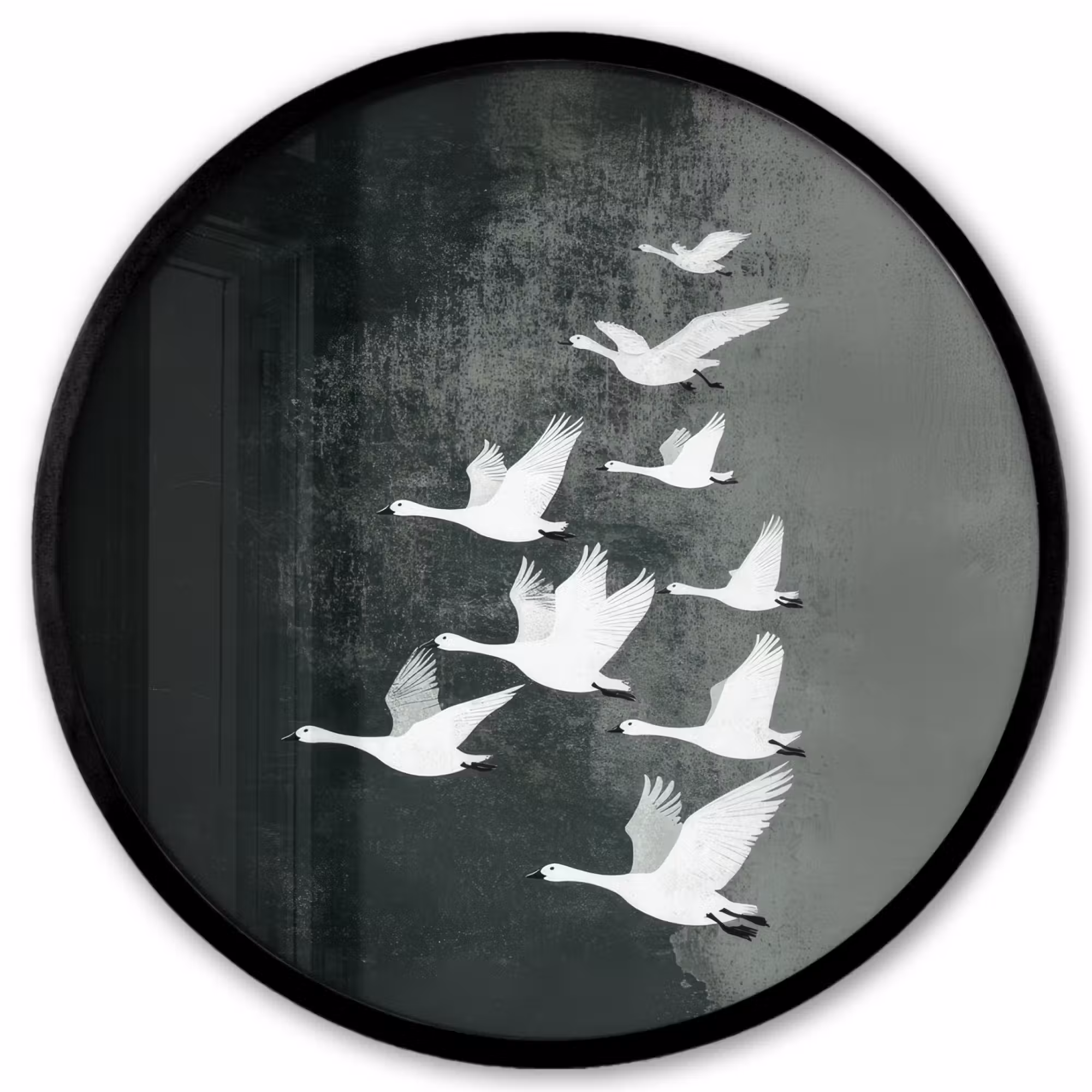 Photo Frame Round - Bird - Japandi - Green
