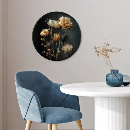 Boeket - Bloemen - Licht - Zwart Fotolijst rond zonder passe partout klein -sfeer2