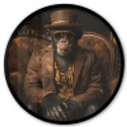 Chimpansee - Stoel - Pak - Bruin Fotolijst rond zonder passe partout klein -3d