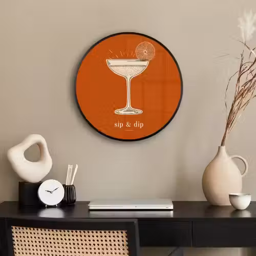 Cocktail - Oranje - Zomer - Quote Fotolijst rond zonder passe partout klein -sfeer1