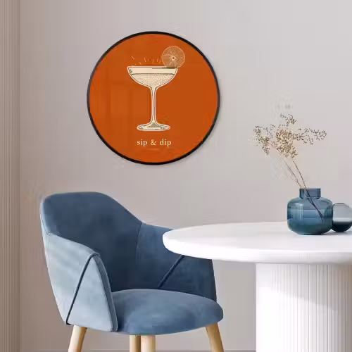 Cocktail - Oranje - Zomer - Quote Fotolijst rond zonder passe partout klein -sfeer2