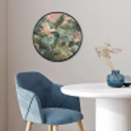 Compositie van bladeren - Groen - Roze Fotolijst rond zonder passe partout klein -sfeer2