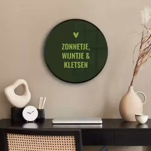Donkergroen - Quote - Zon - Zomer Fotolijst rond zonder passe partout klein -sfeer1