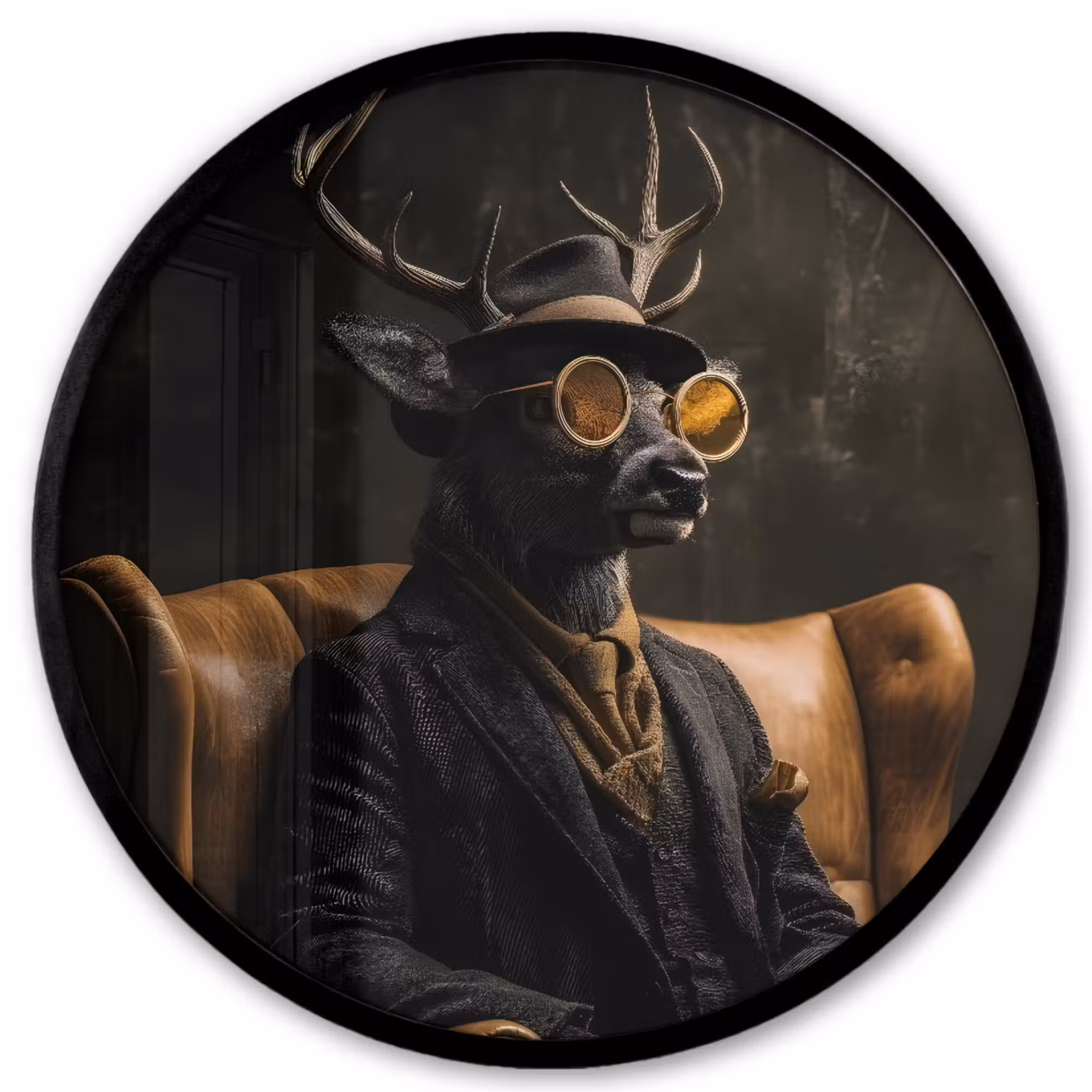 Photo Frame Round - Deer - Sunglasses - Black - Suit