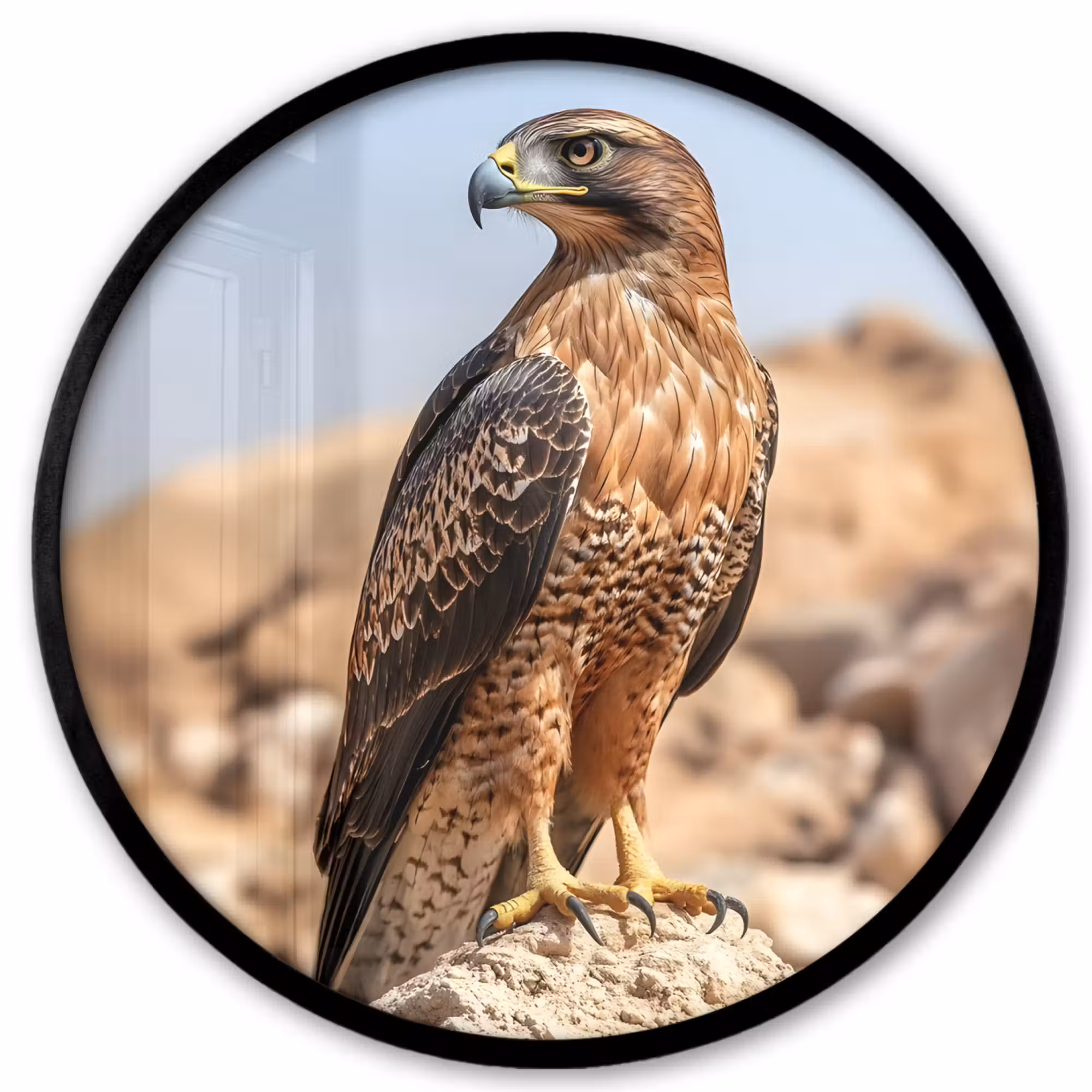 Photo Frame Round - Falcon - Bird - Rock - Power