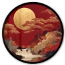 Volle maan - Landschap - Waterval Fotolijst rond zonder passe partout klein -3d