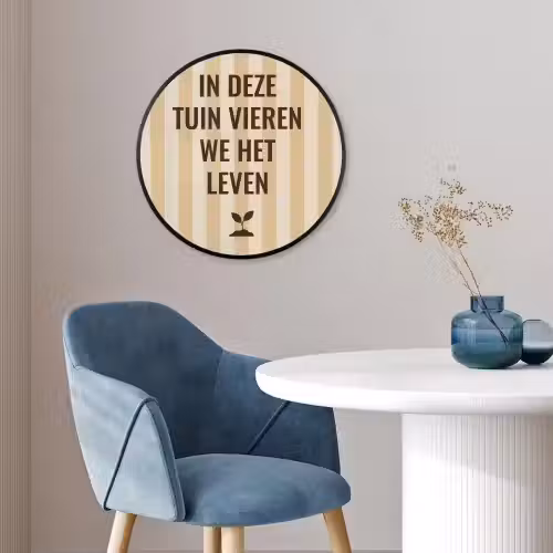 Tuin - Quote - Strepen - Zomer Fotolijst rond zonder passe partout klein -sfeer2