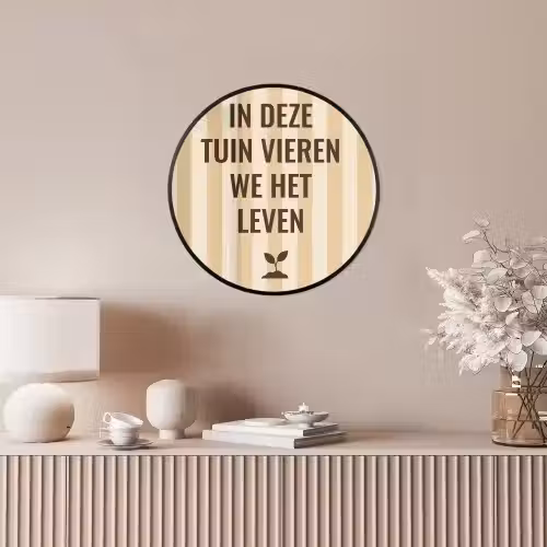 Tuin - Quote - Strepen - Zomer Fotolijst rond zonder passe partout klein -sfeer3