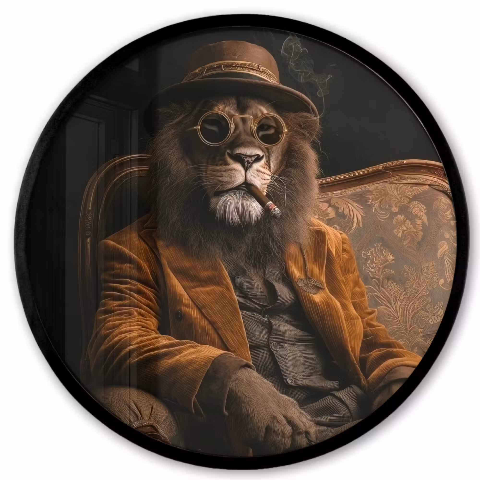 Photo Frame Round - Glasses - Lion - Bench - Hat