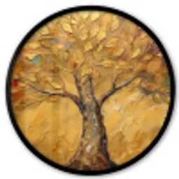 Goud - Boom - Abstract - Modern Fotolijst rond zonder passe partout klein -3d