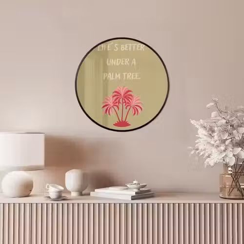 Groen - Zomer - Quote - Palmboom Fotolijst rond zonder passe partout klein -sfeer3