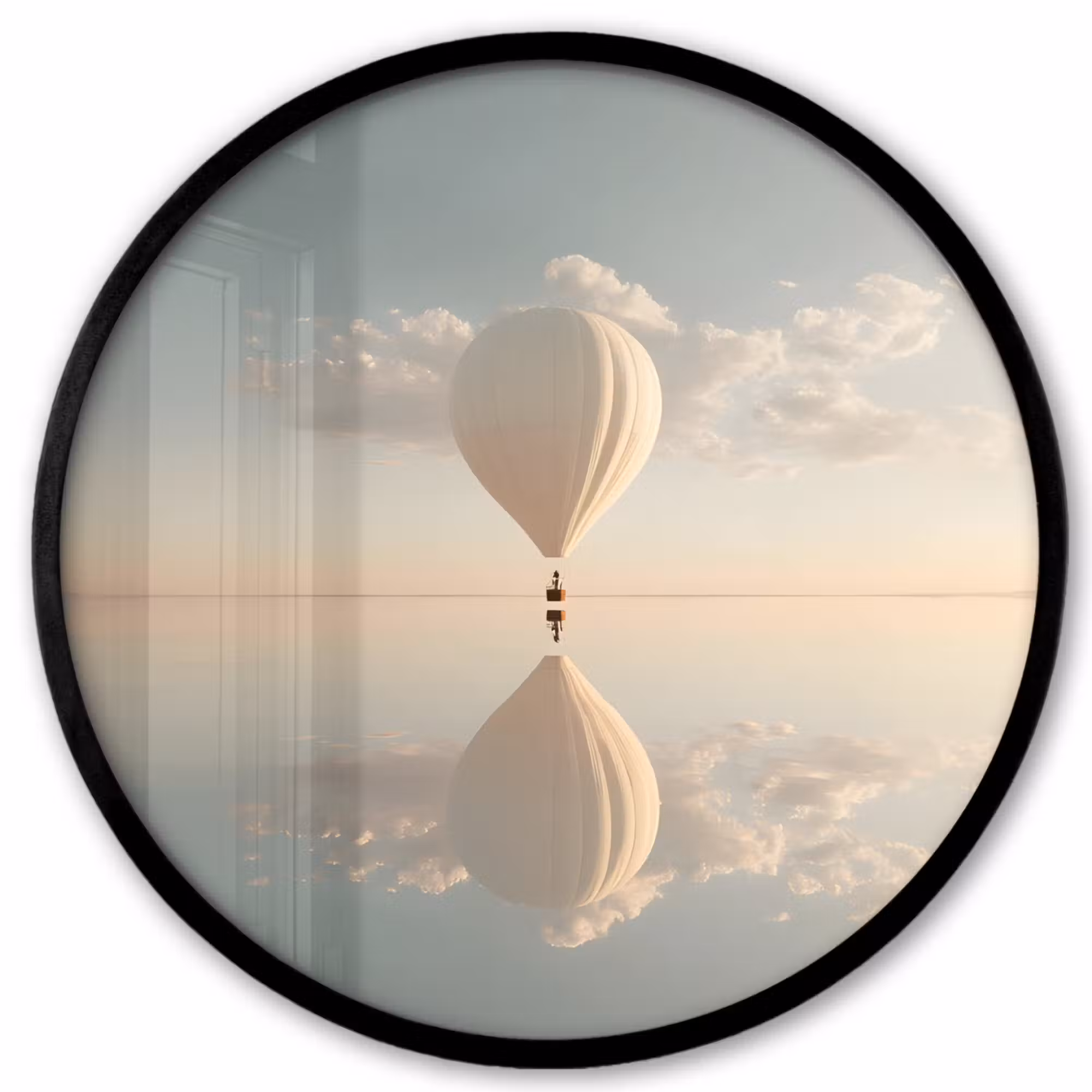 Photo Frame Round - Hot air balloon - Clouds - Water - Blue