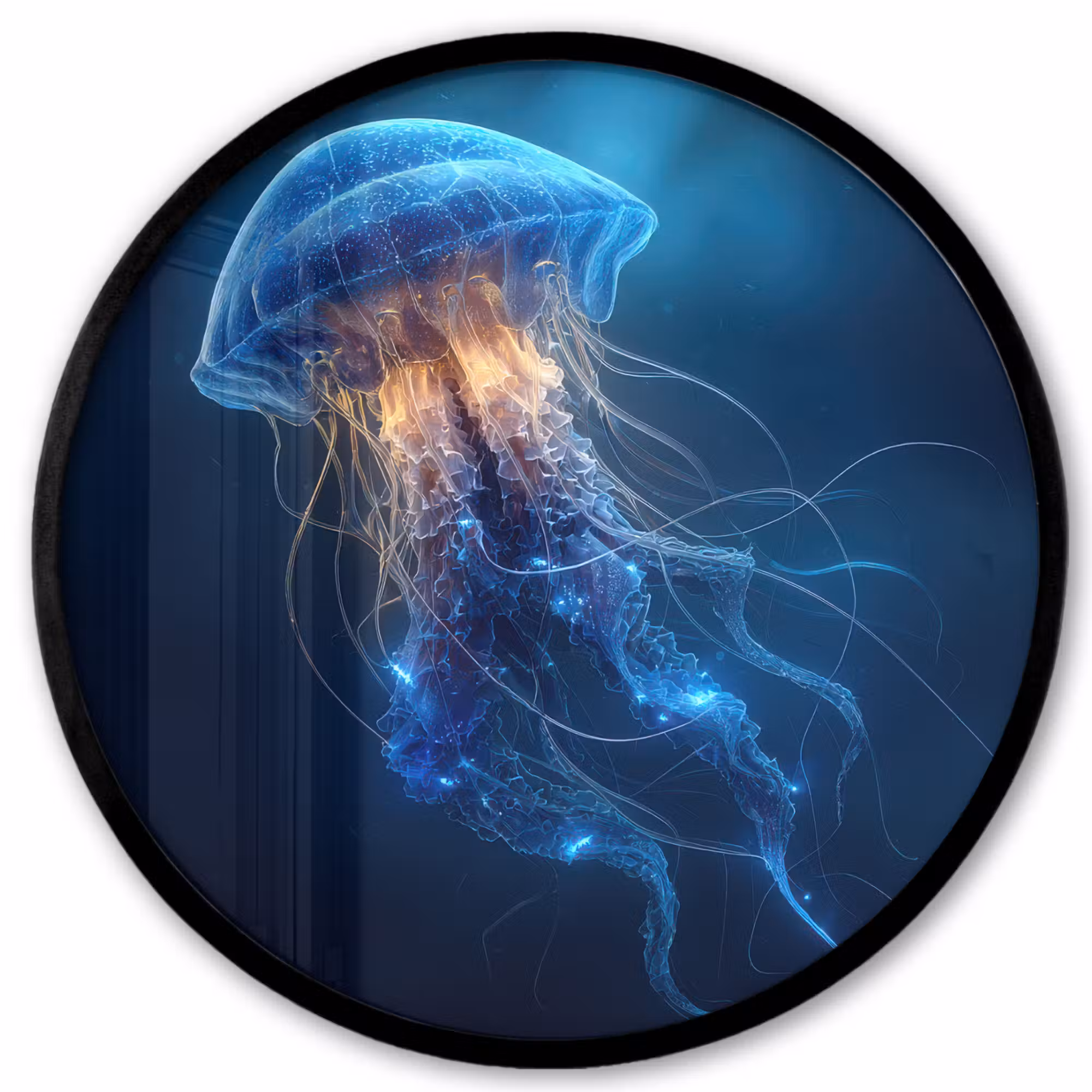 Photo Frame Round - Jellyfish - Luminous - Tentacles - Blue