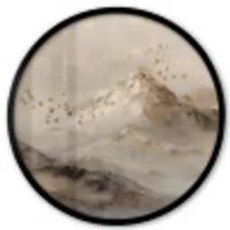 Berglandschap - Mist  - Penseelstreken Fotolijst rond zonder passe partout klein -3d