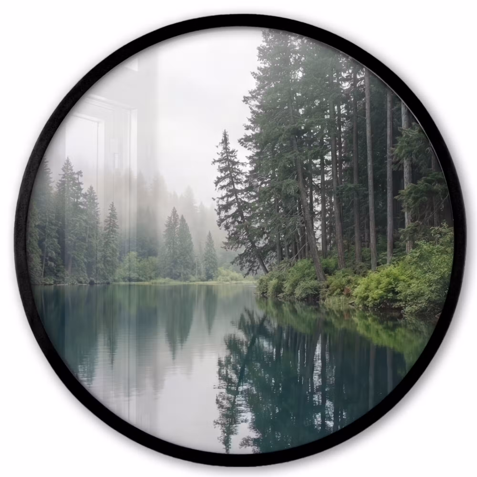 Photo Frame Round - Mountains - Lake - Forest