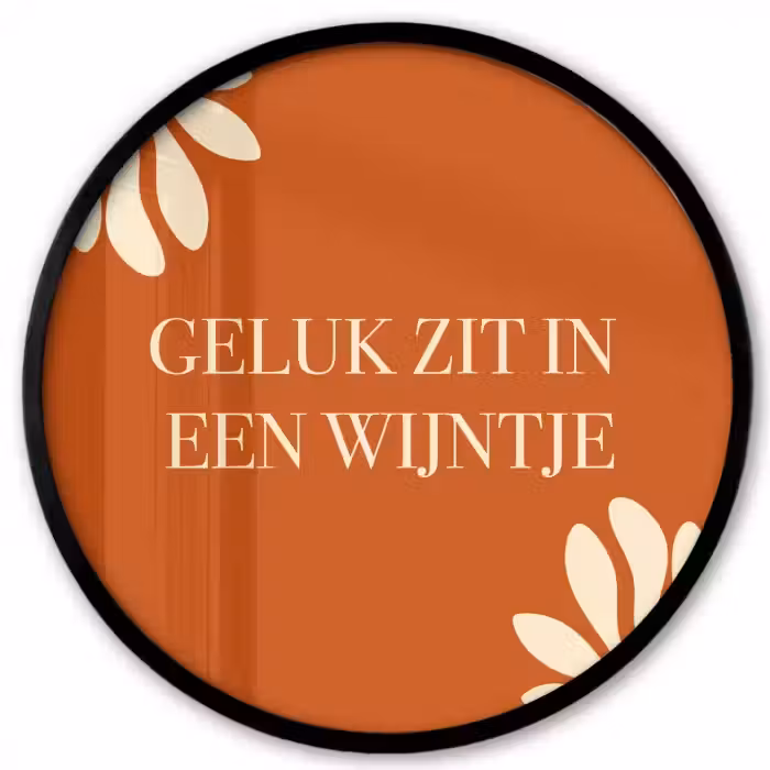 Oranje - Wijntje - Quote Fotolijst rond zonder passe partout klein -3d